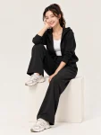 Luxe Thermal Hooded Jacket & Wide-Leg Pants Set
