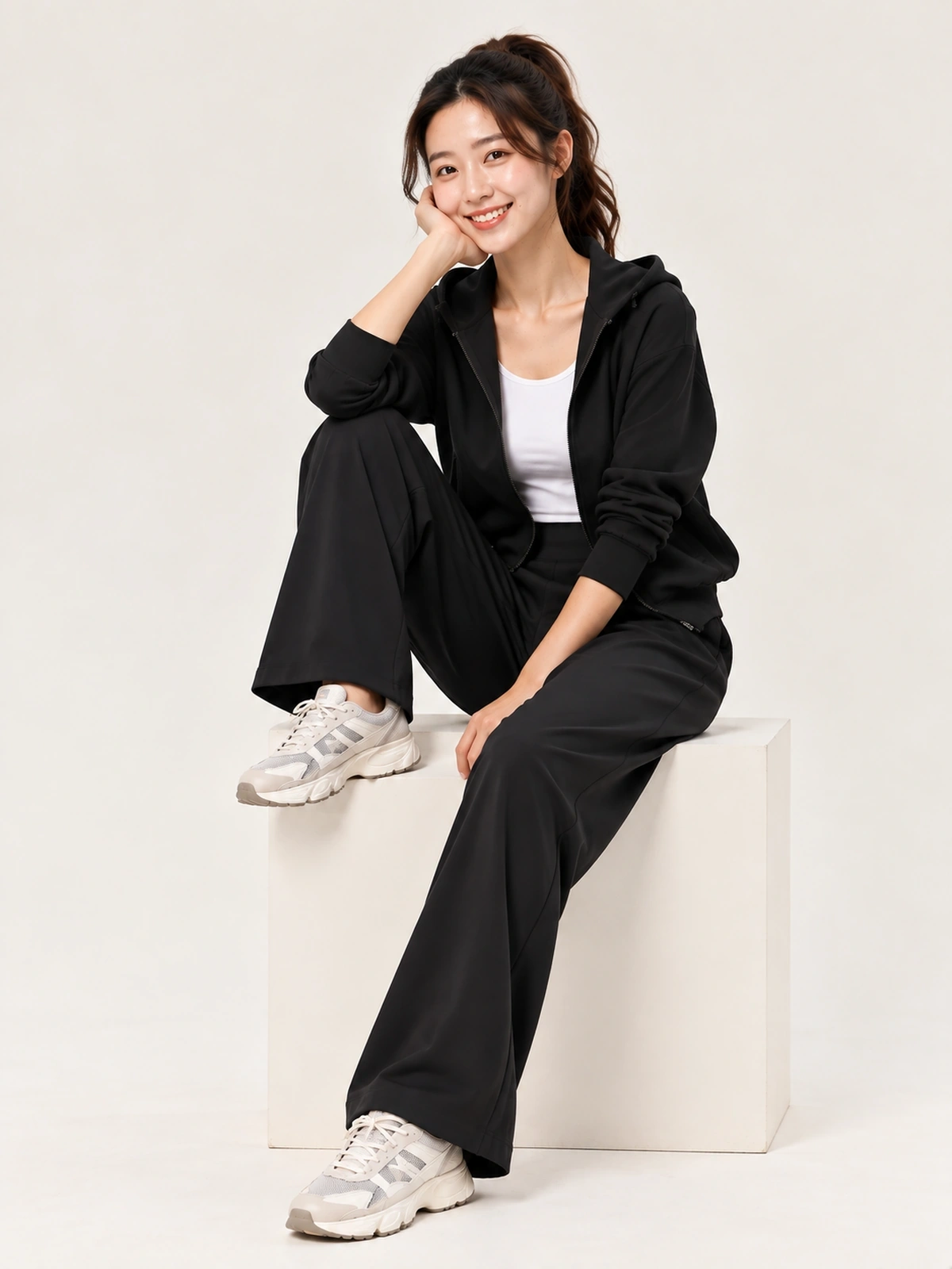 Luxe Thermal Hooded Jacket & Wide-Leg Pants Set