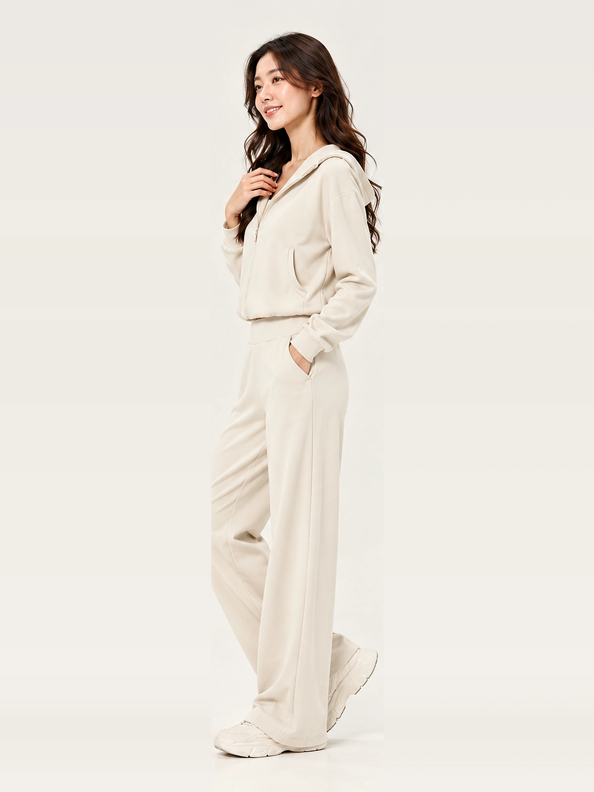 Luxe Thermal Hooded Jacket & Wide-Leg Pants Set