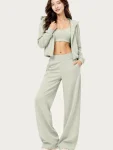 Luxe Thermal Hooded Jacket & Wide-Leg Pants Set