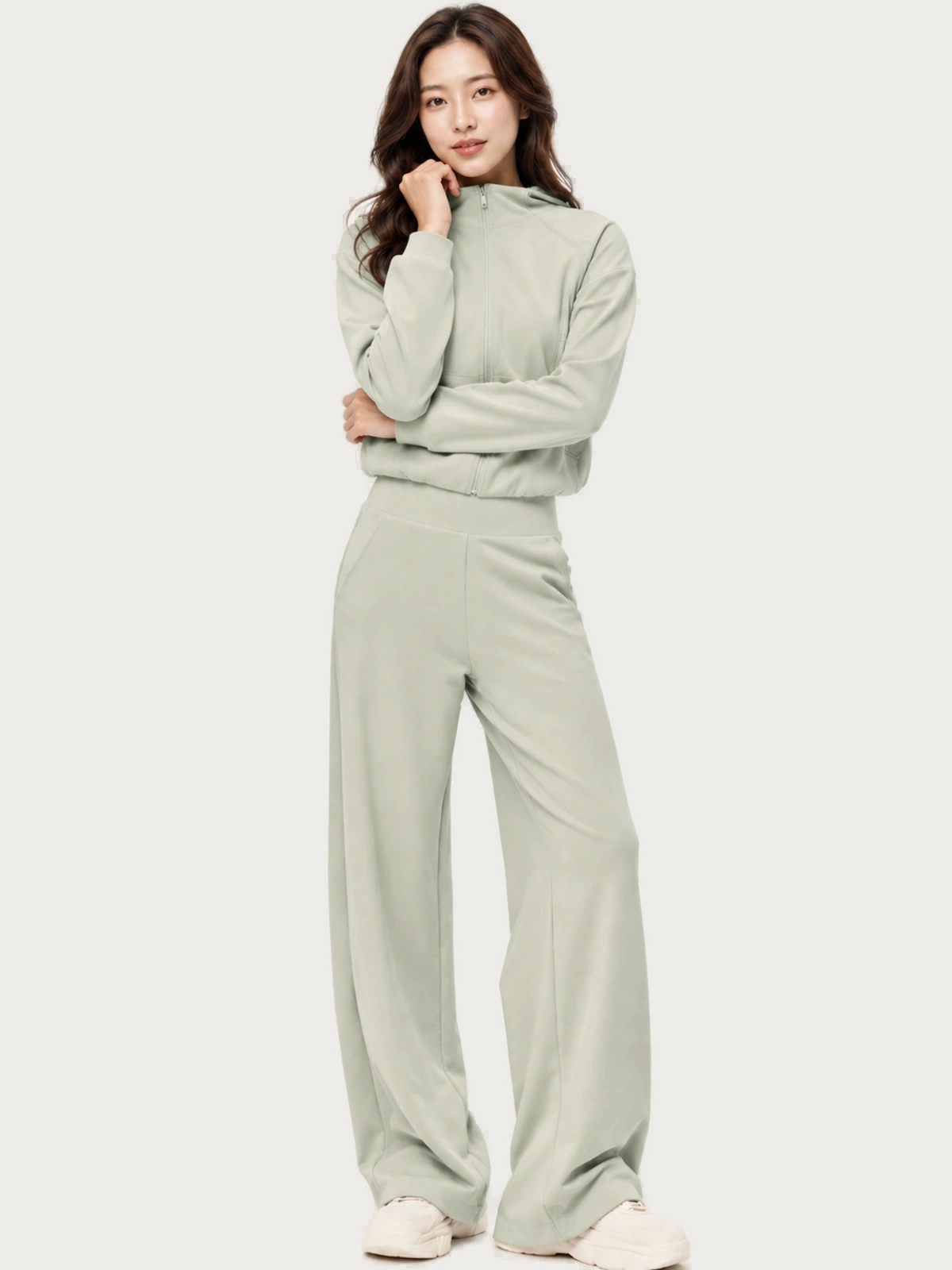 Luxe Thermal Hooded Jacket & Wide-Leg Pants Set