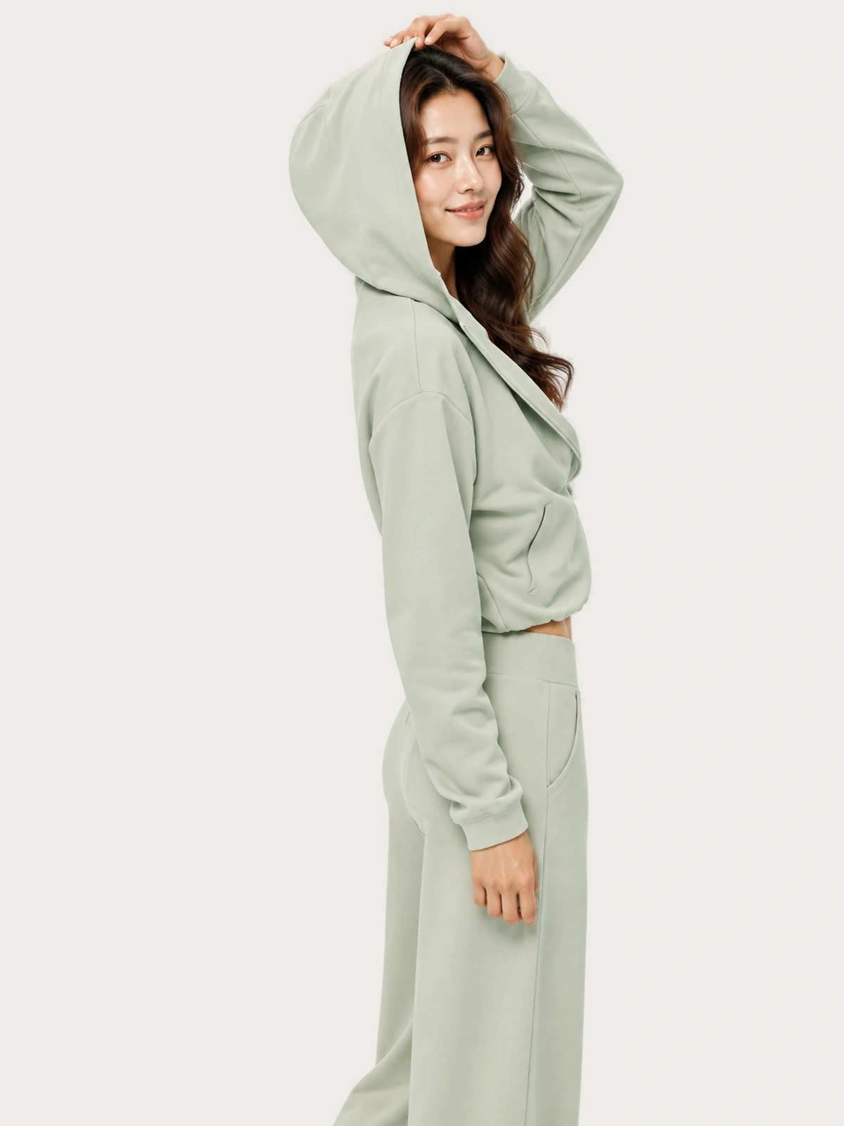 Luxe Thermal Hooded Jacket & Wide-Leg Pants Set