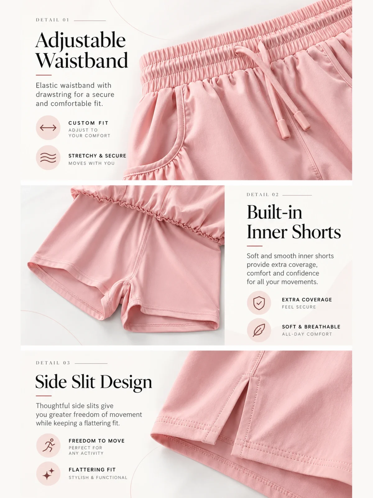 Relaxed-Fit Quick-Dry Yoga Shorts with Drawstring & Pockets