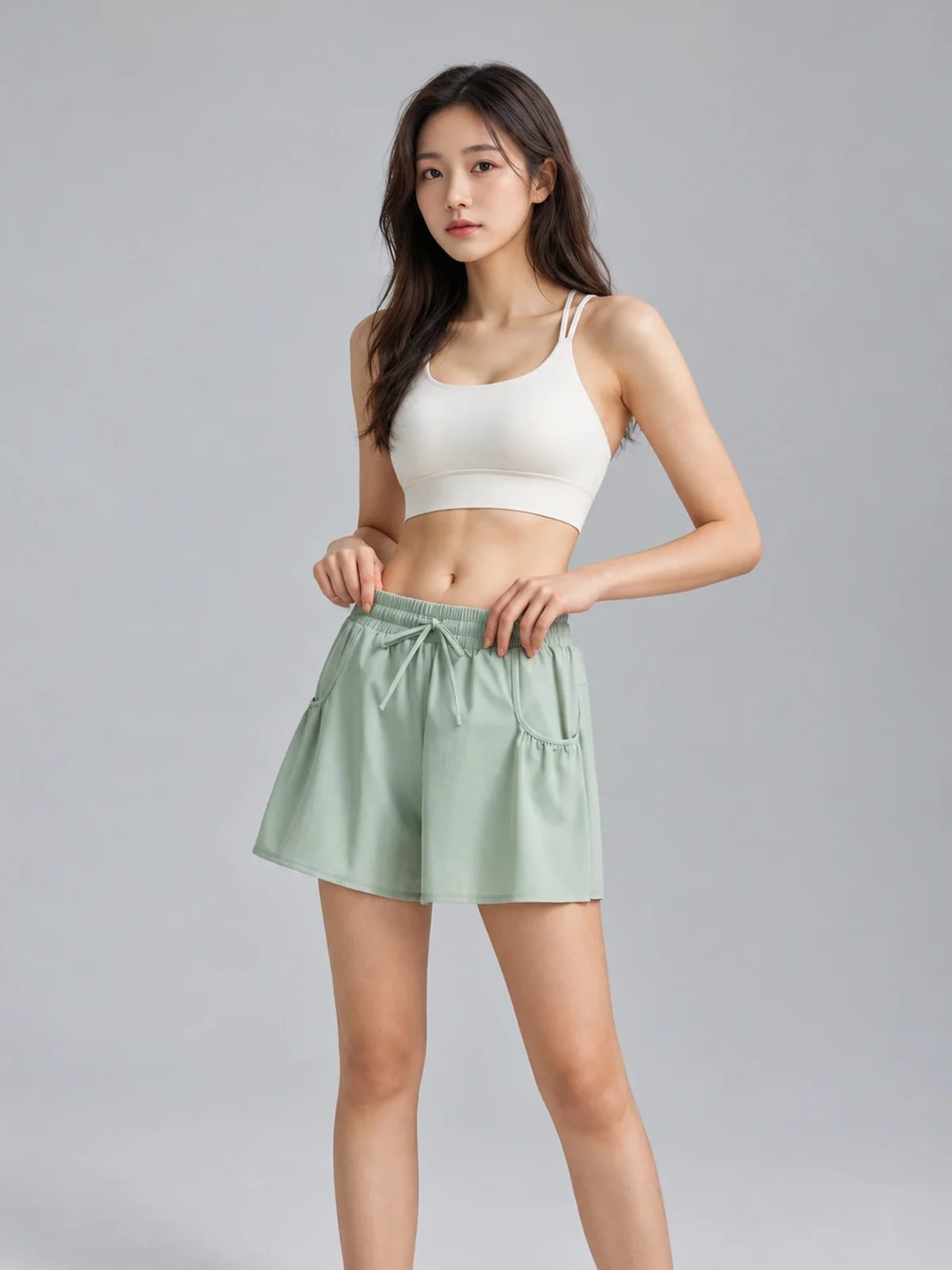Relaxed-Fit Quick-Dry Yoga Shorts with Drawstring & Pockets