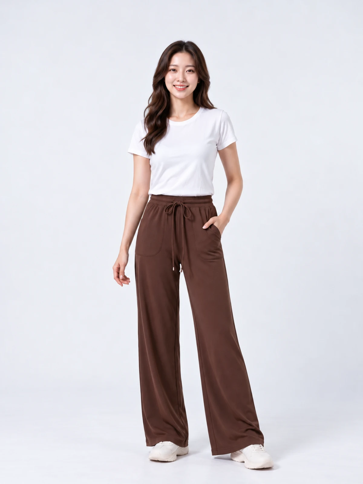 High-Waisted Wide-Leg Yoga Pants – Stretch Pocket Workout Trousers