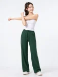 High-Waisted Wide-Leg Yoga Pants – Stretch Pocket Workout Trousers