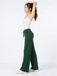 High-Waisted Wide-Leg Yoga Pants – Stretch Pocket Workout Trousers