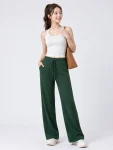 High-Waisted Wide-Leg Yoga Pants – Stretch Pocket Workout Trousers