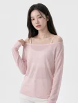 Off-Shoulder Yoga Cover-Up Top – Sheer Long Sleeve