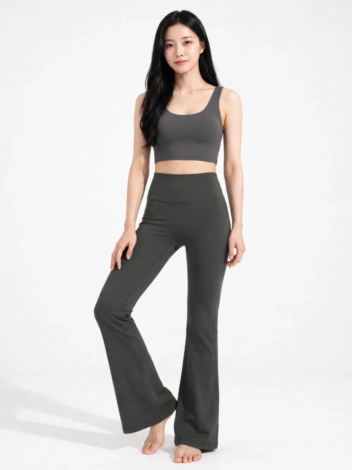 High-Waisted Flared Yoga Pants – Super Stretch Sculpting Workout Trousers