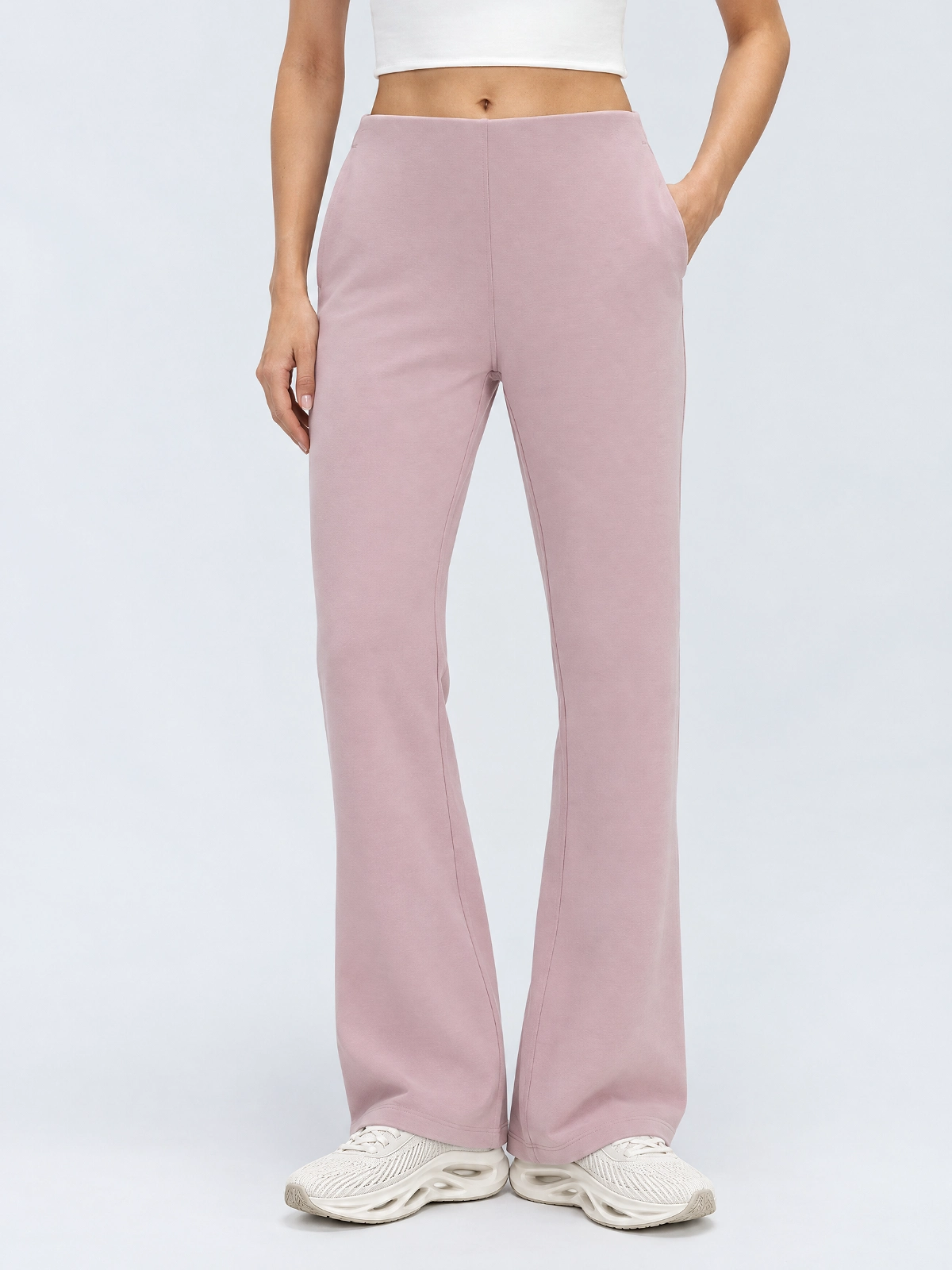 High-Waisted Flare Yoga Pants – Breathable Modal Pilates Trousers