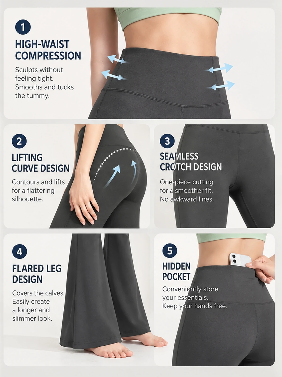 High-Waisted Flared Yoga Pants – Super Stretch Sculpting Workout Trousers