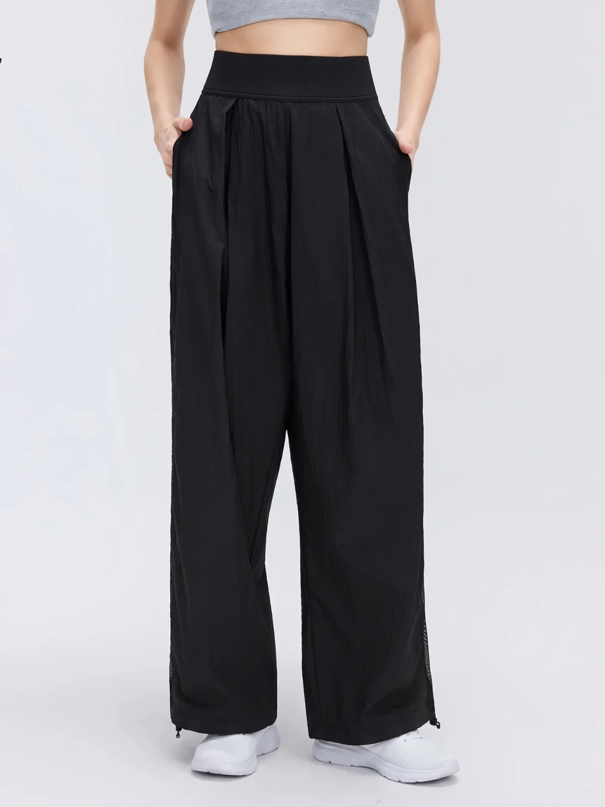 High-Waisted Wide-Leg Pants – Loose Fit Workout Trousers