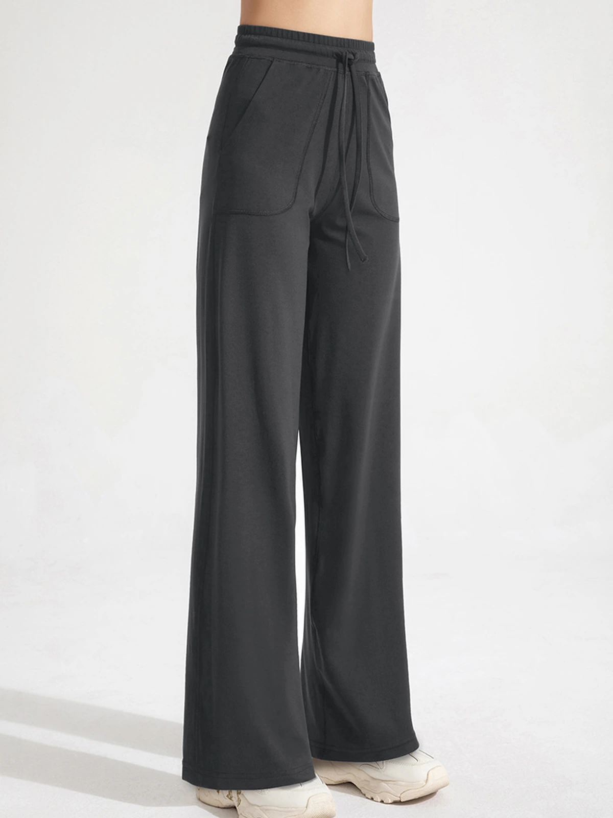 High-Waisted Wide-Leg Yoga Pants – Stretch Pocket Workout Trousers