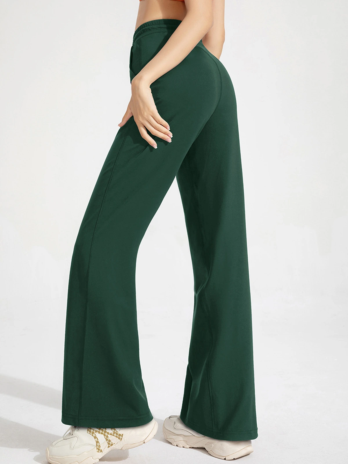High-Waisted Wide-Leg Yoga Pants – Stretch Pocket Workout Trousers