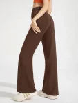 High-Waisted Wide-Leg Yoga Pants – Stretch Pocket Workout Trousers