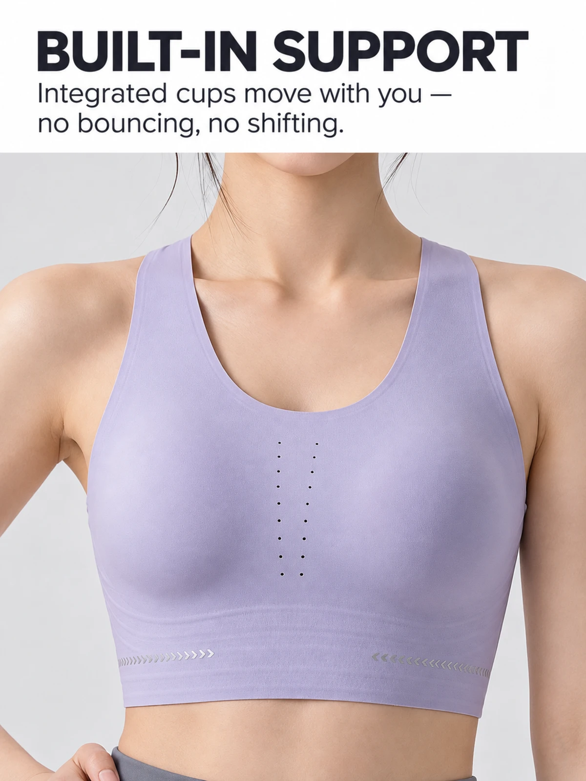 High-Support Wireless Sports Bra – Padded Workout Yoga & Pilates Bra