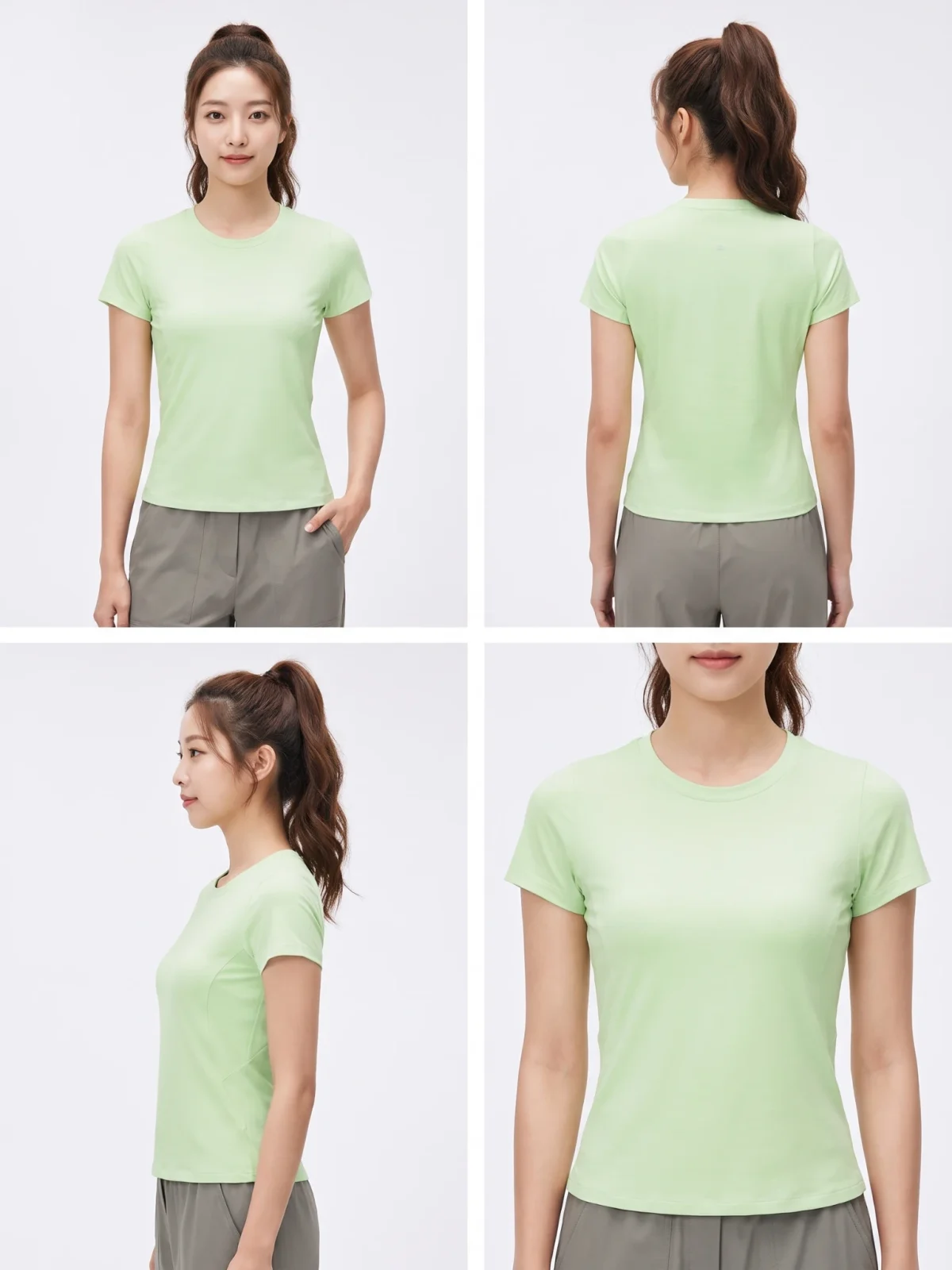 Relaxed Round-Neck Yoga T-Shirt – Breathable Stretch Cotton Tee
