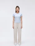 Relaxed Round-Neck Yoga T-Shirt – Breathable Stretch Cotton Tee