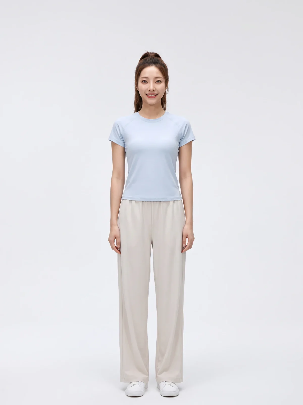 Relaxed Round-Neck Yoga T-Shirt – Breathable Stretch Cotton Tee