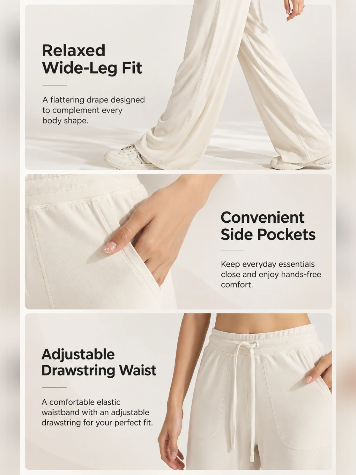 High-Waisted Wide-Leg Yoga Pants – Stretch Pocket Workout Trousers