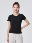 Relaxed Round-Neck Yoga T-Shirt – Breathable Stretch Cotton Tee