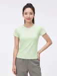 Relaxed Round-Neck Yoga T-Shirt – Breathable Stretch Cotton Tee