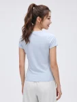 Relaxed Round-Neck Yoga T-Shirt – Breathable Stretch Cotton Tee