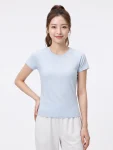 Relaxed Round-Neck Yoga T-Shirt – Breathable Stretch Cotton Tee