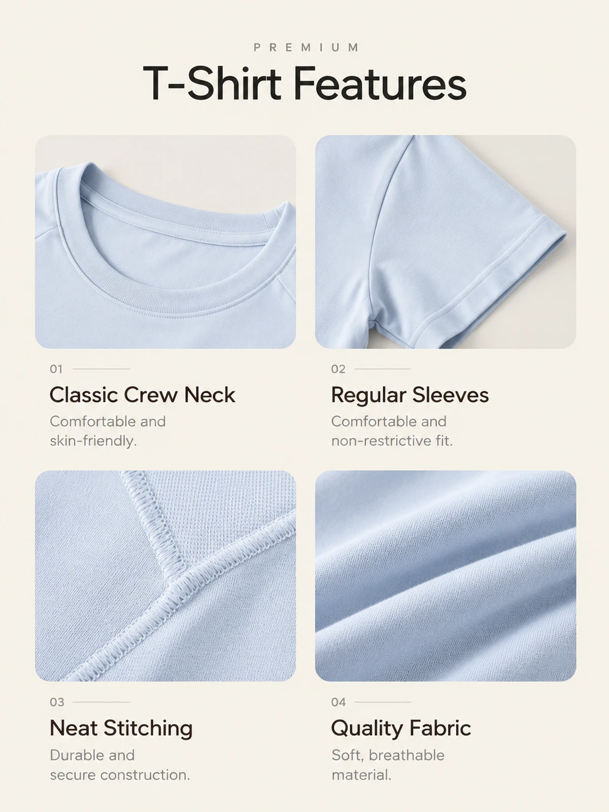 Relaxed Round-Neck Yoga T-Shirt – Breathable Stretch Cotton Tee