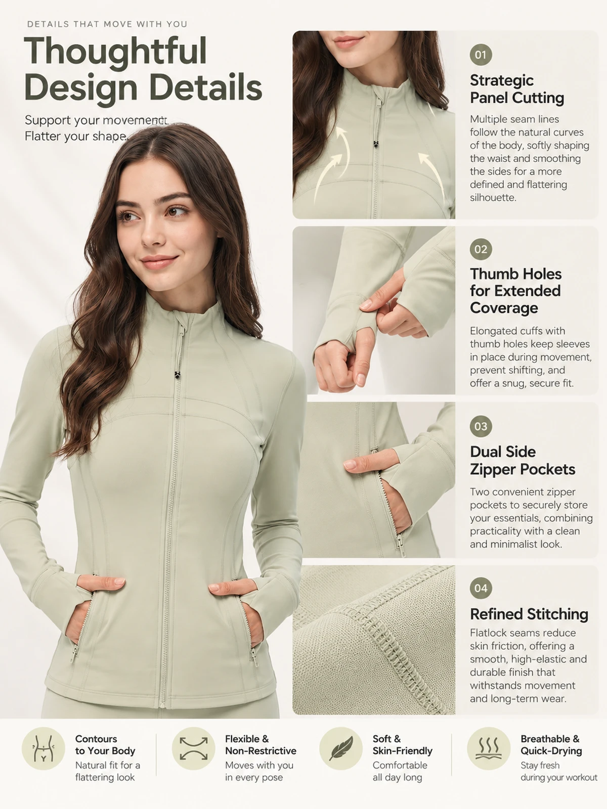 Stand-Collar Slim-Fit Yoga Jacket – Butter-Soft Stretch Long Sleeve Pilates Top